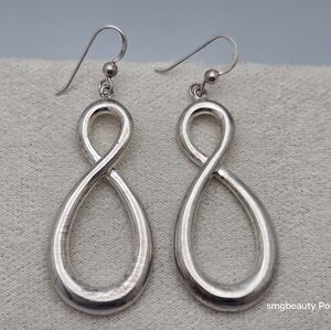 Infinity Loop Dangle Sterling Silver 925 Earrings Thailand 2.25" NWOT
